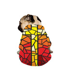 Orange And Red Stained Glass Cross Print Dog Zip Up Jacket