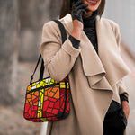 Orange And Red Stained Glass Cross Print Double Strap Bible Bag