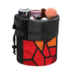 Orange And Red Stained Glass Cross Print Drawstring Makeup Bag