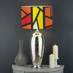 Orange And Red Stained Glass Cross Print Drum Lamp Shade