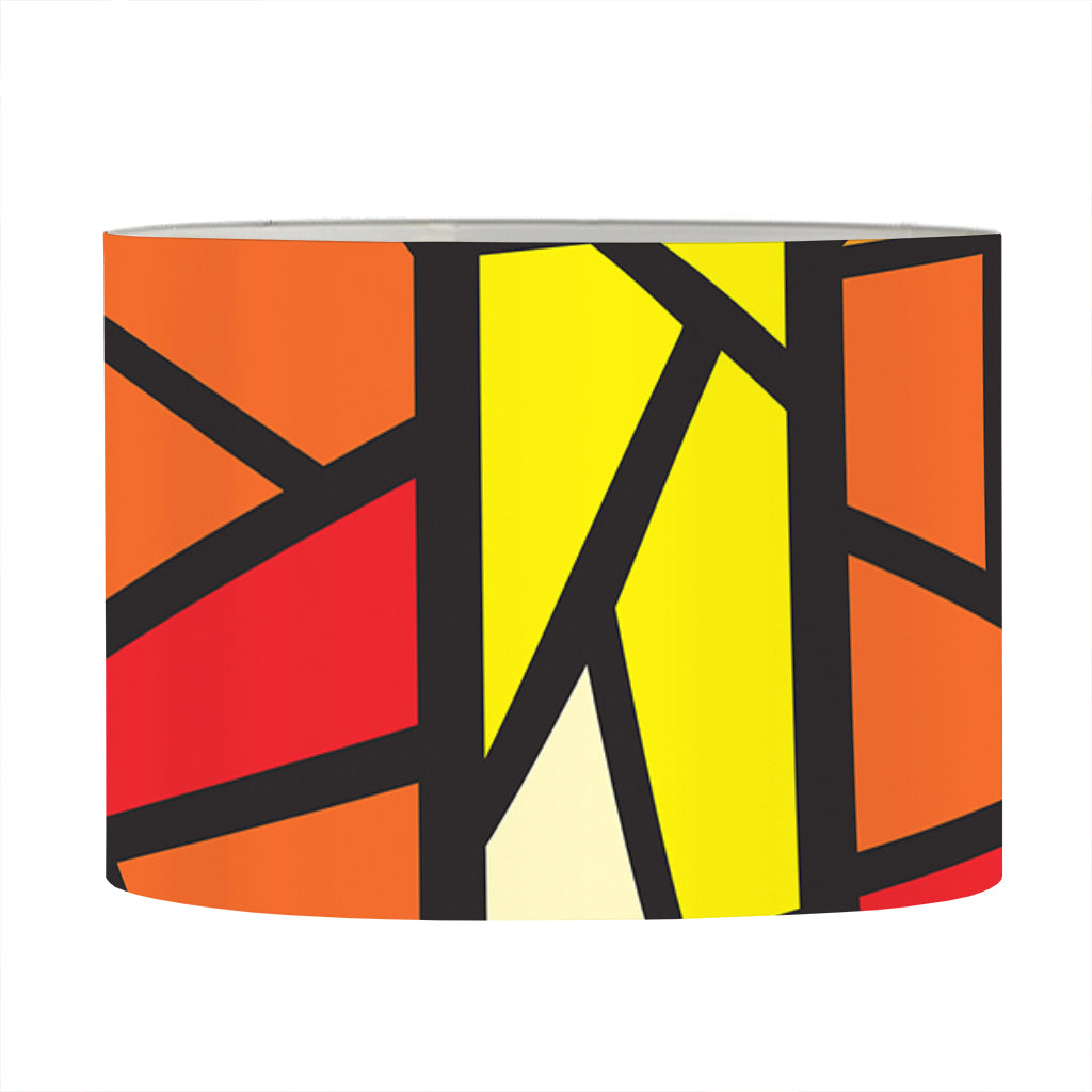 Orange And Red Stained Glass Cross Print Drum Lamp Shade