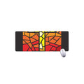 Orange And Red Stained Glass Cross Print Extended Mouse Pad