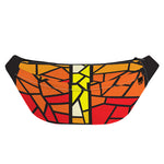 Orange And Red Stained Glass Cross Print Fanny Pack
