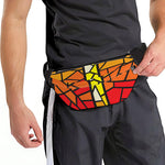 Orange And Red Stained Glass Cross Print Fanny Pack