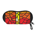 Orange And Red Stained Glass Cross Print Glasses Case