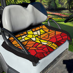 Orange And Red Stained Glass Cross Print Golf Cart Seat Cover