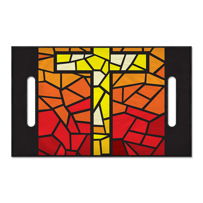 Orange And Red Stained Glass Cross Print Golf Cart Seat Cover