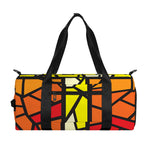 Orange And Red Stained Glass Cross Print Gym Bag