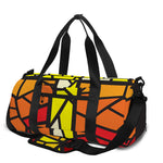 Orange And Red Stained Glass Cross Print Gym Bag