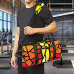 Orange And Red Stained Glass Cross Print Gym Bag