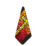Orange And Red Stained Glass Cross Print Hand Towel