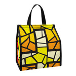 Orange And Red Stained Glass Cross Print Insulated Lunch Tote