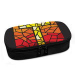 Orange And Red Stained Glass Cross Print Insulin Cooler Travel Case