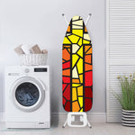 Orange And Red Stained Glass Cross Print Ironing Board Cover