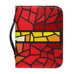 Orange And Red Stained Glass Cross Print Leather Bible Cover