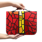 Orange And Red Stained Glass Cross Print Leather Bible Cover