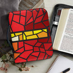 Orange And Red Stained Glass Cross Print Leather Bible Cover