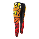 Orange And Red Stained Glass Cross Print Men's Compression Pants