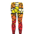 Orange And Red Stained Glass Cross Print Men's Leggings