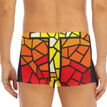 Orange And Red Stained Glass Cross Print Men's Short Boxer Briefs