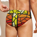 Orange And Red Stained Glass Cross Print Men's Swim Briefs