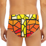 Orange And Red Stained Glass Cross Print Men's Triangle Swim Briefs