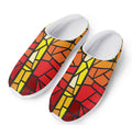 Orange And Red Stained Glass Cross Print Mesh Casual Shoes