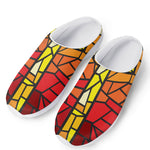 Orange And Red Stained Glass Cross Print Mesh Casual Shoes
