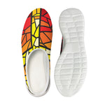Orange And Red Stained Glass Cross Print Mesh Casual Shoes