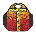 Orange And Red Stained Glass Cross Print Neoprene Lunch Bag