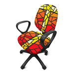Orange And Red Stained Glass Cross Print Office Chair Cover