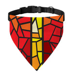 Orange And Red Stained Glass Cross Print Over The Collar Dog Bandana