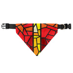 Orange And Red Stained Glass Cross Print Over The Collar Dog Bandana