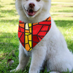 Orange And Red Stained Glass Cross Print Over The Collar Dog Bandana