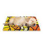 Orange And Red Stained Glass Cross Print Pet Cooling Mat Cover