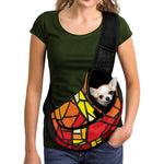 Orange And Red Stained Glass Cross Print Pet Sling Carrier