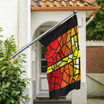 Orange And Red Stained Glass Cross Print Polyester Flag