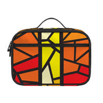 Orange And Red Stained Glass Cross Print Portable Lunch Bag