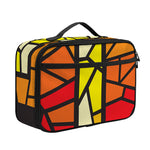 Orange And Red Stained Glass Cross Print Portable Lunch Bag