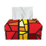 Orange And Red Stained Glass Cross Print Rectangle Tissue Box Cover