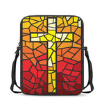 Orange And Red Stained Glass Cross Print Rectangular Crossbody Bag