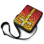 Orange And Red Stained Glass Cross Print Rectangular Crossbody Bag