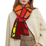 Orange And Red Stained Glass Cross Print Scarf