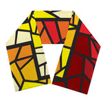Orange And Red Stained Glass Cross Print Scarf