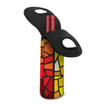 Orange And Red Stained Glass Cross Print Single Neoprene Wine Tote