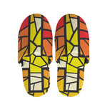 Orange And Red Stained Glass Cross Print Slippers