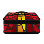 Orange And Red Stained Glass Cross Print Small Lunch Bag