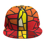 Orange And Red Stained Glass Cross Print Snapback Cap