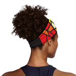 Orange And Red Stained Glass Cross Print Sports Headband