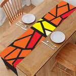 Orange And Red Stained Glass Cross Print Table Runner